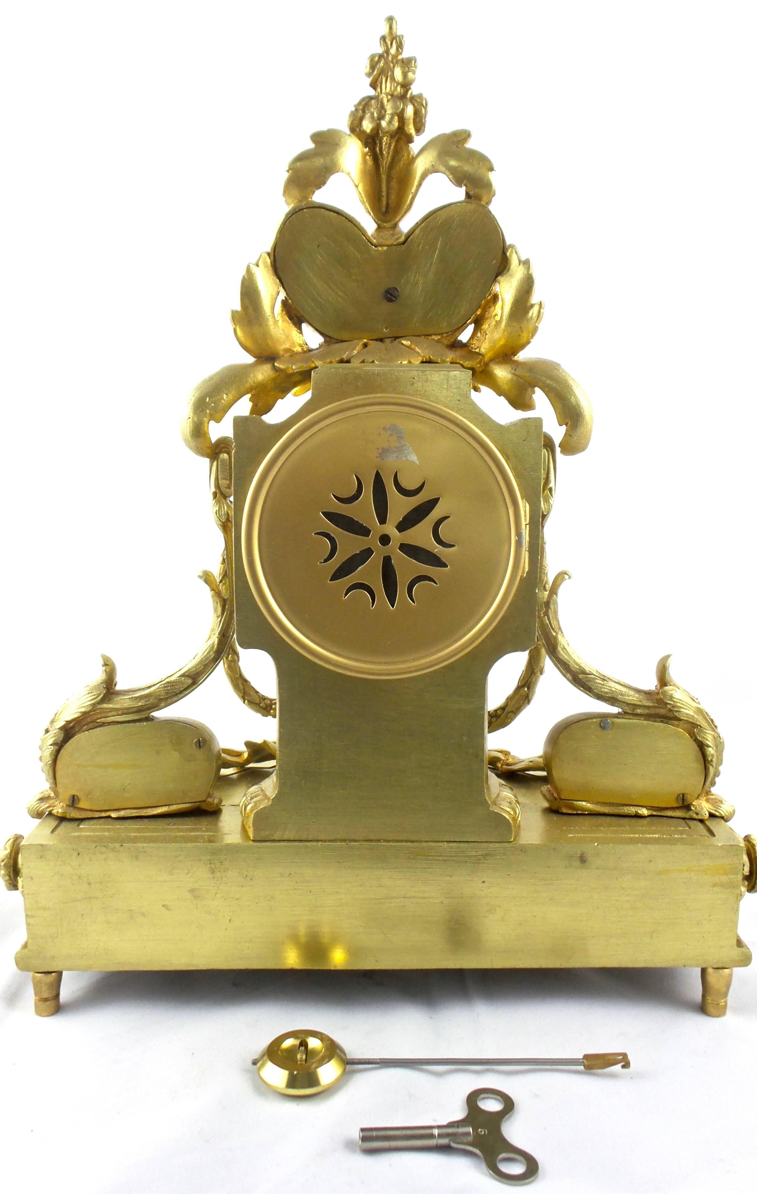 19th Century French Solid Gilt Brass and Sevres Porcelain Mantle Clock 2