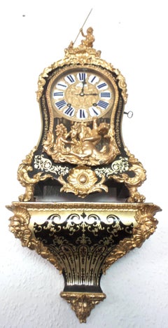 Important 1800s French Huge Boulle Bracket Clock and Bracket, Provenance