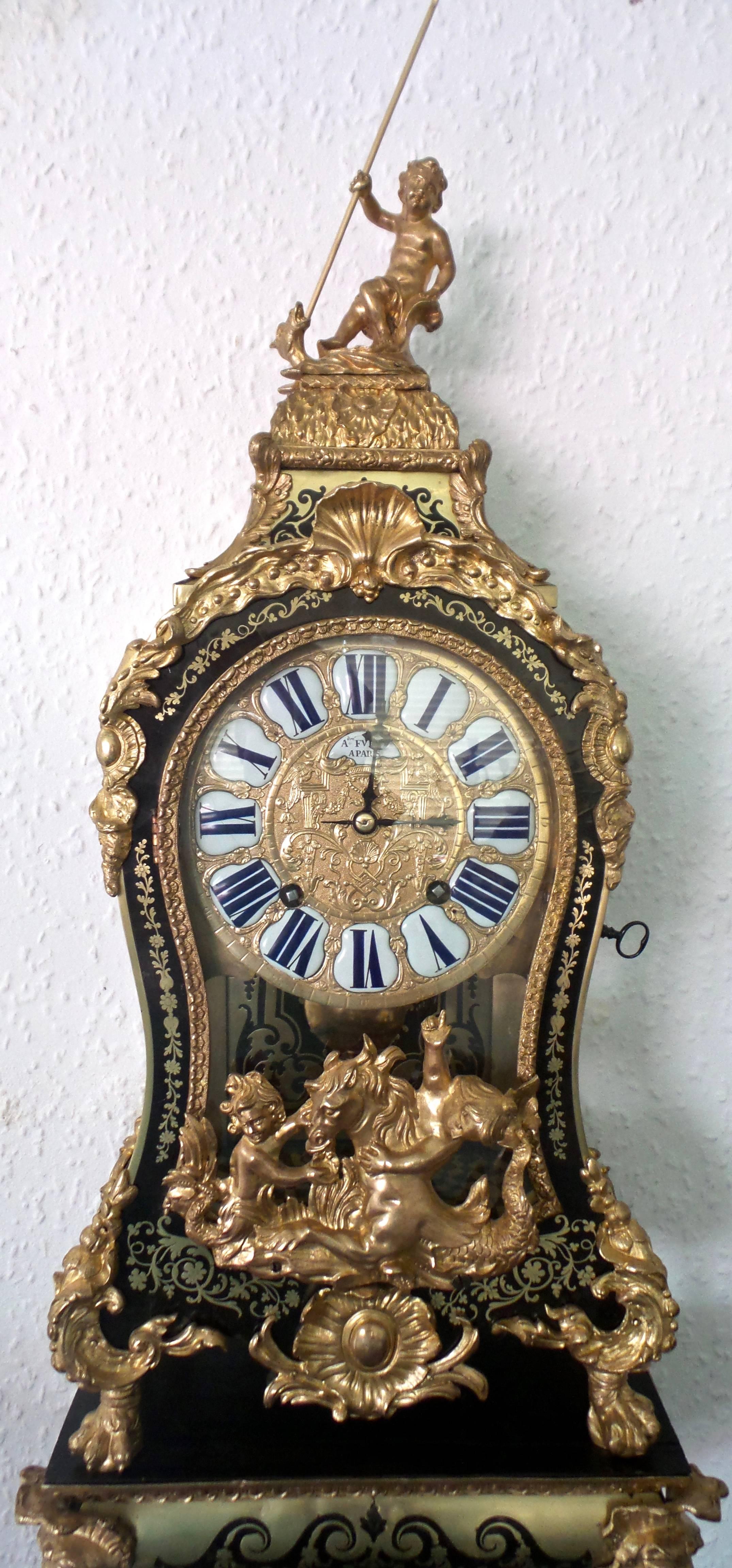 18th Century and Earlier Important 1800s French Huge Boulle Bracket Clock and Bracket, Provenance