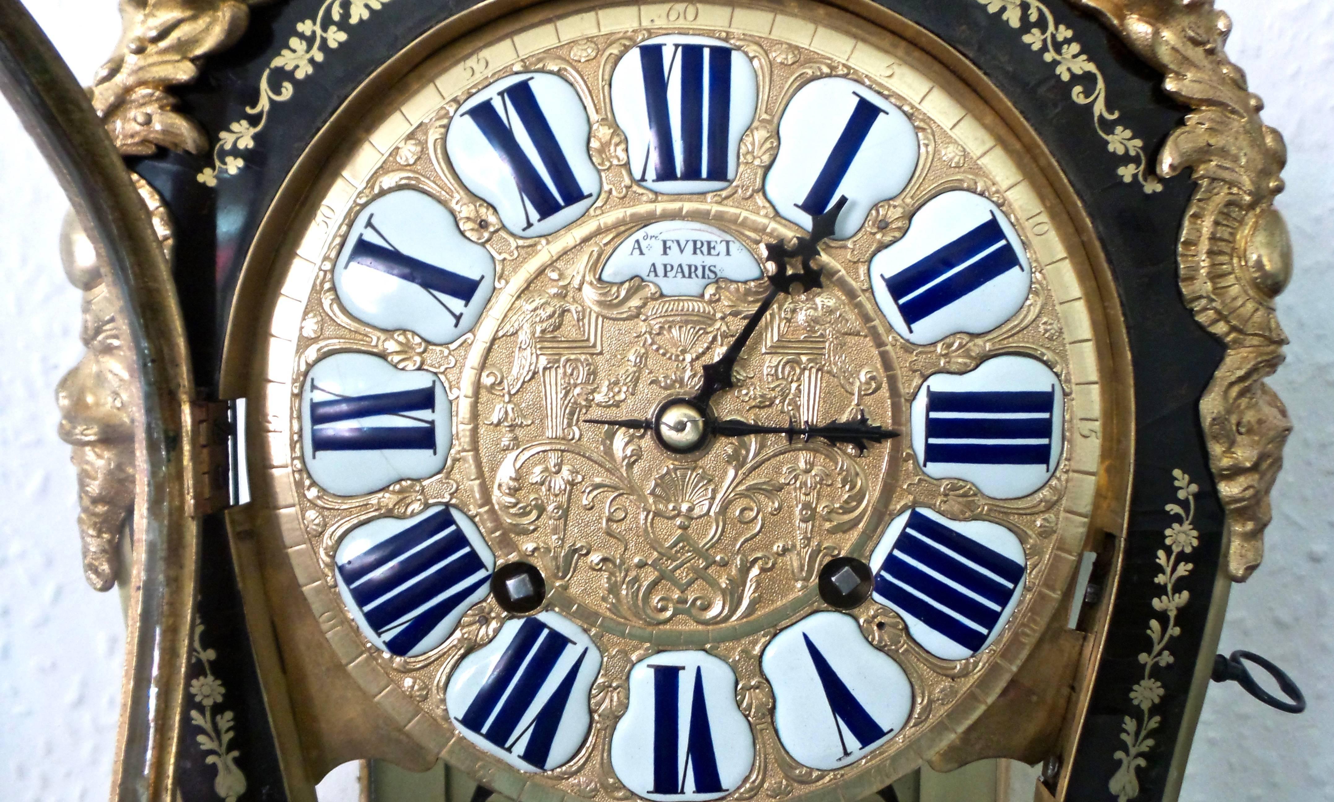 Important 1800s French Huge Boulle Bracket Clock and Bracket, Provenance 2