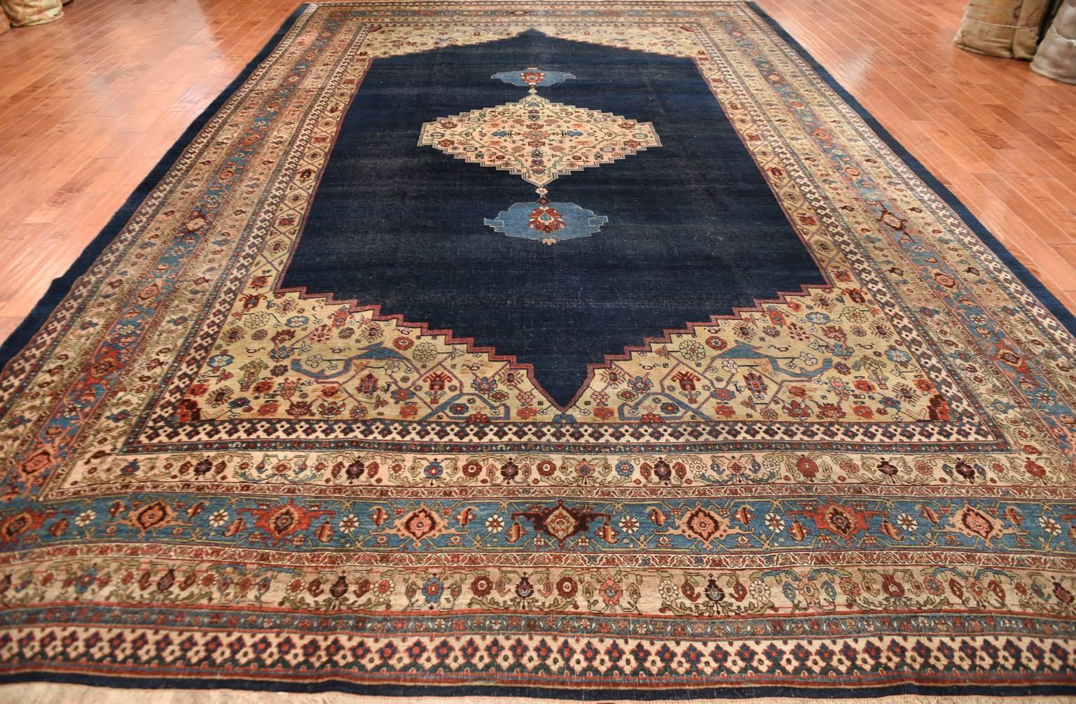 This large powerful Bidjar carpet was woven in the late 19th century in Persia. Bold saturated color intensity complemented with an incredible knot density and strong weave structure. Bidjar knot is made from Ghiordes knot and is wool warp weft and
