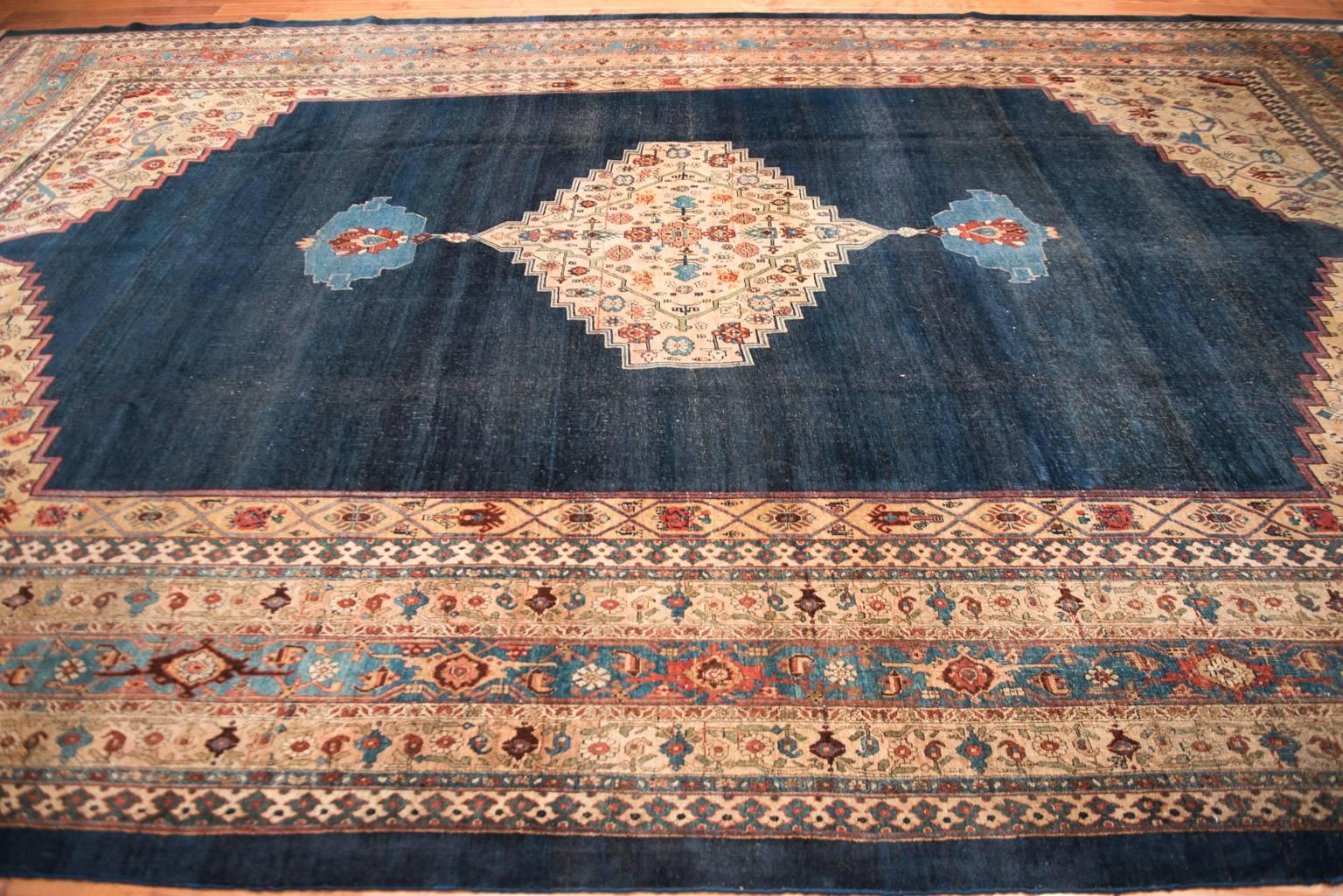 Big Blue Antique Bidjar Carpet In Good Condition In Dallas, TX