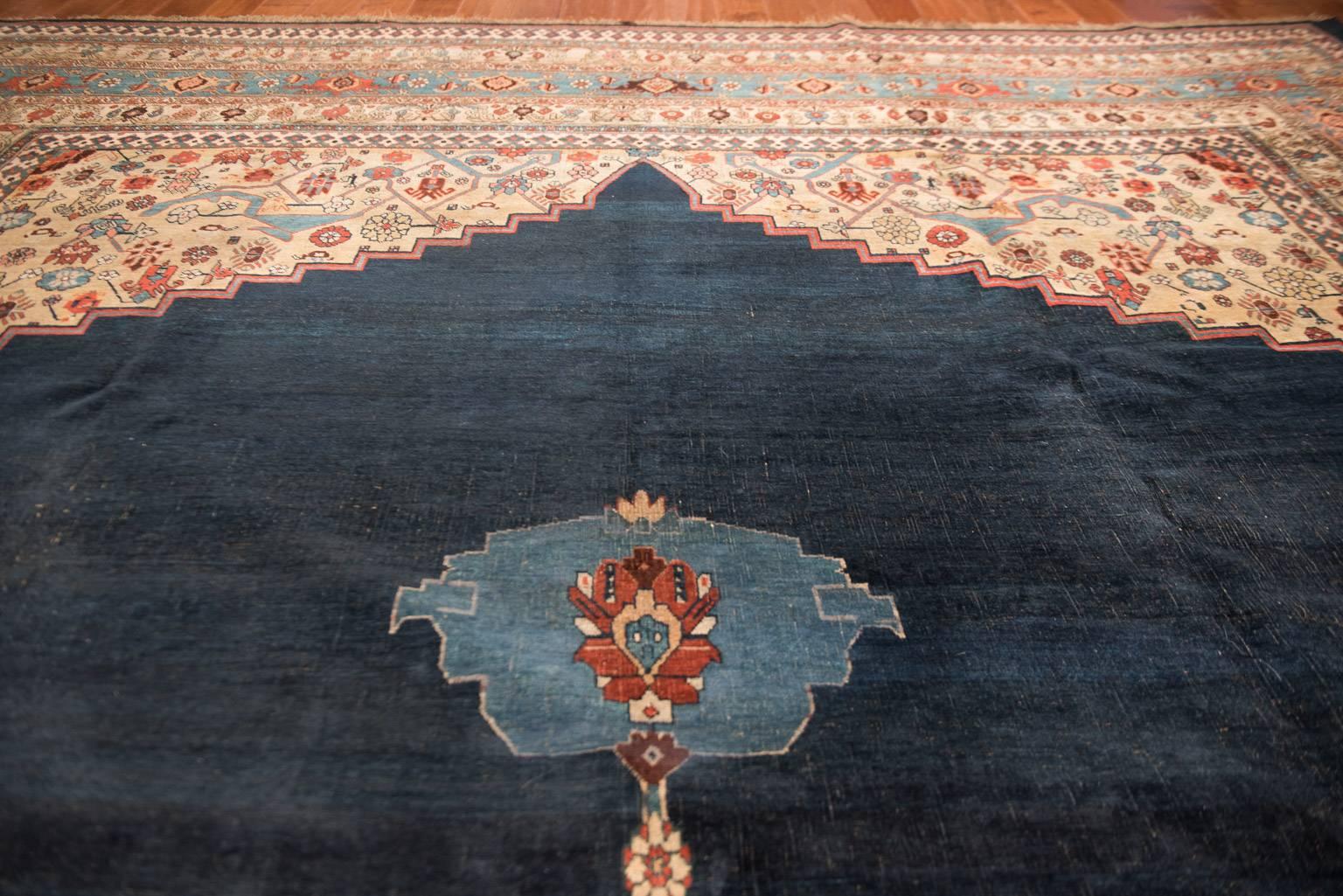Wool Big Blue Antique Bidjar Carpet