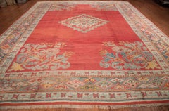 Antique Red Diamond Medallion Oushak Rug