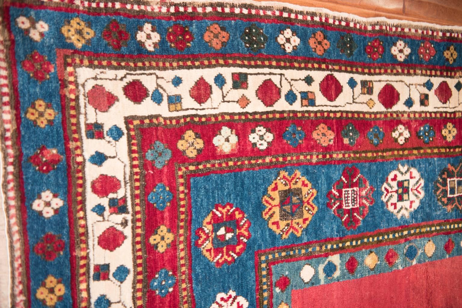 Hand-Knotted Antique Kazak Lambalo For Sale