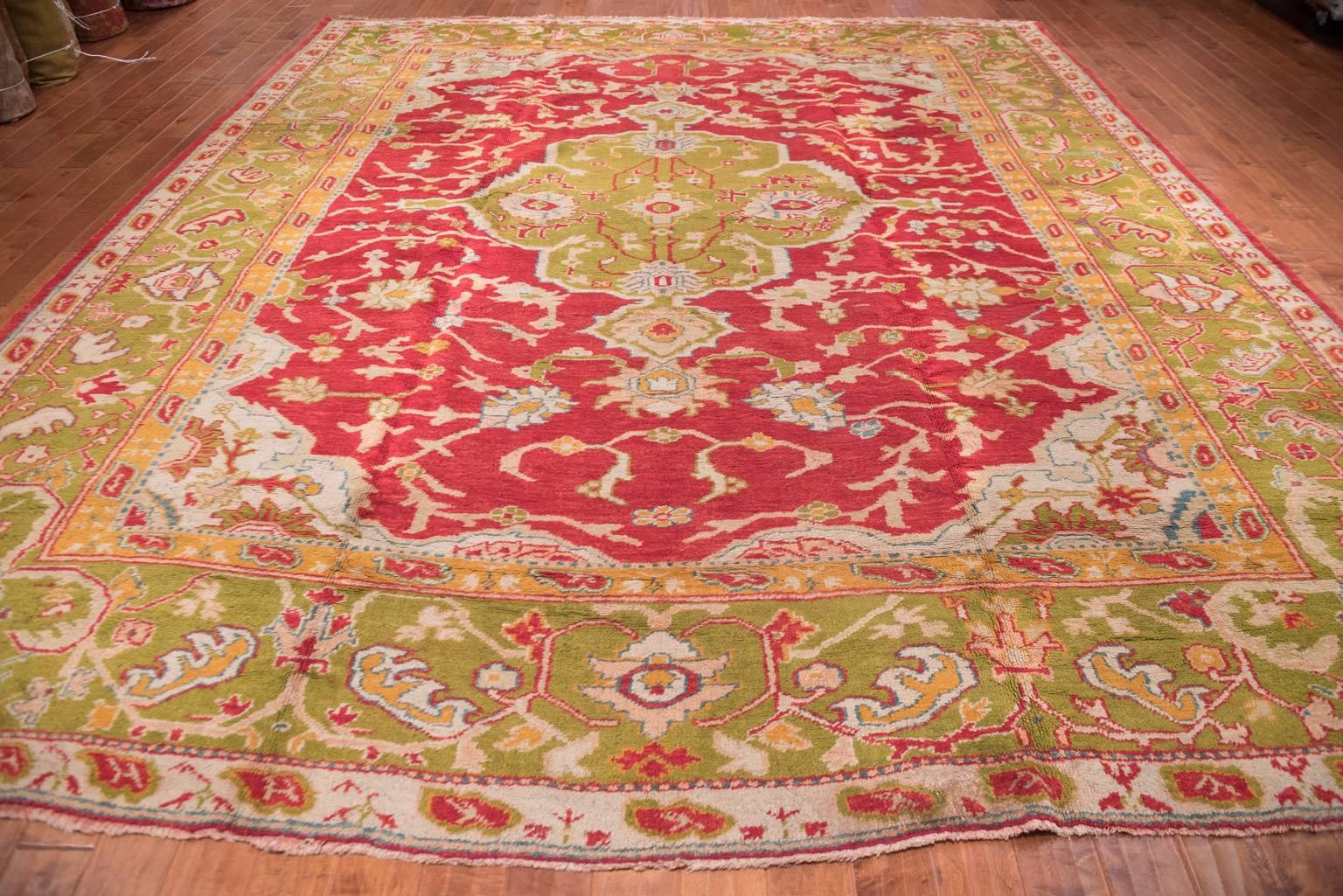Antique Oushak carpet woven in near squarish format, will bring the pop of life missing in decor. Woven in western central Anatolia during the 19th century.
This is class act is ideal for any creative type and exudes great energy. Woven in western