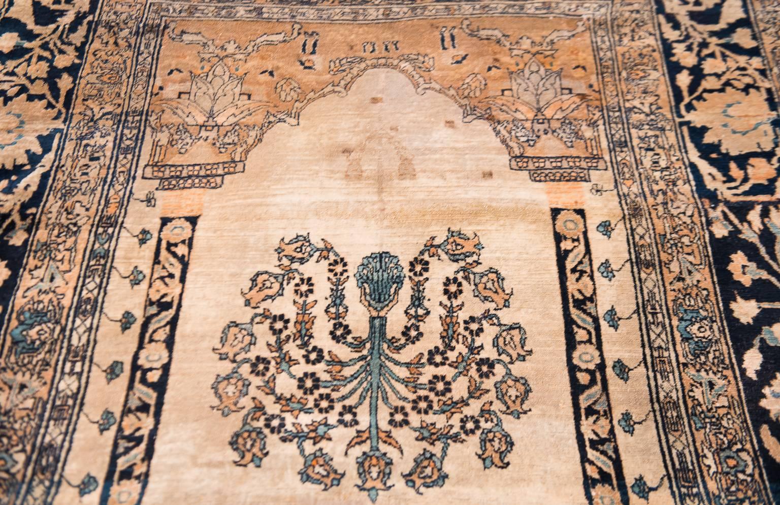 19th Century Persian Tabriz Prayer Rug In Good Condition For Sale In Dallas, TX