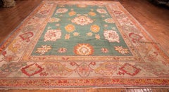 Large Antique Oushak Rug Green Field