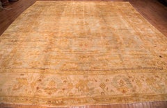 Antique Lustrous Soft Pink Grey Gold Oushak Rug