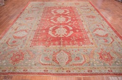 Trois Medallion Oushak Antique Carpet Red Field
