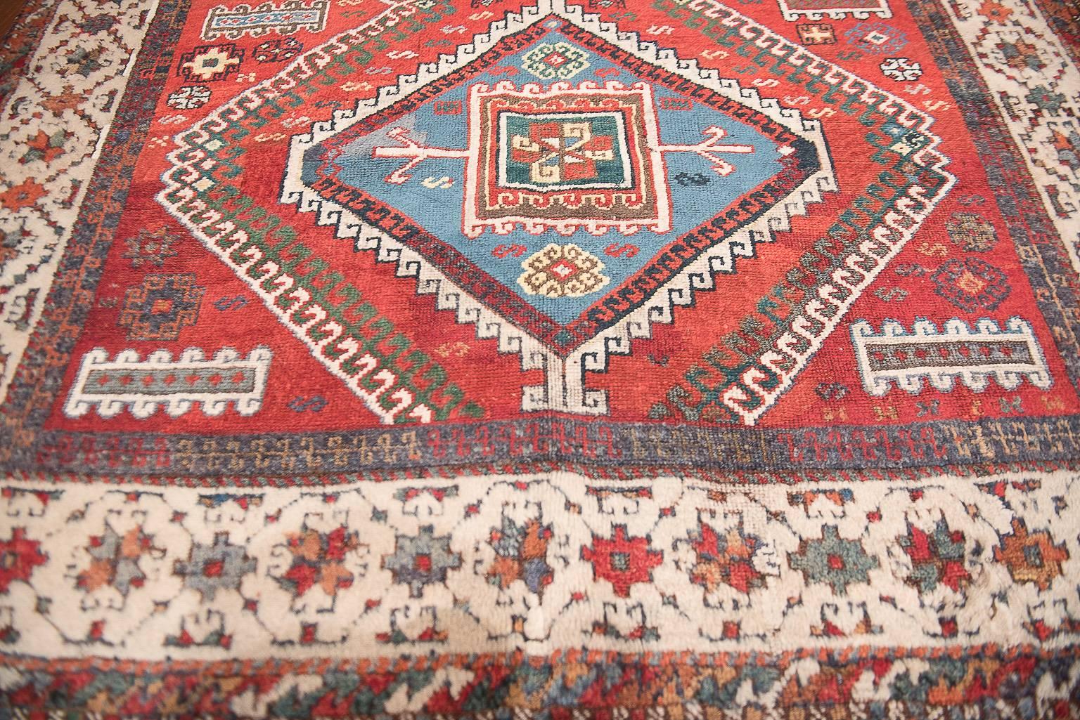 Tribal Red Antique Kurd Carpet For Sale 1