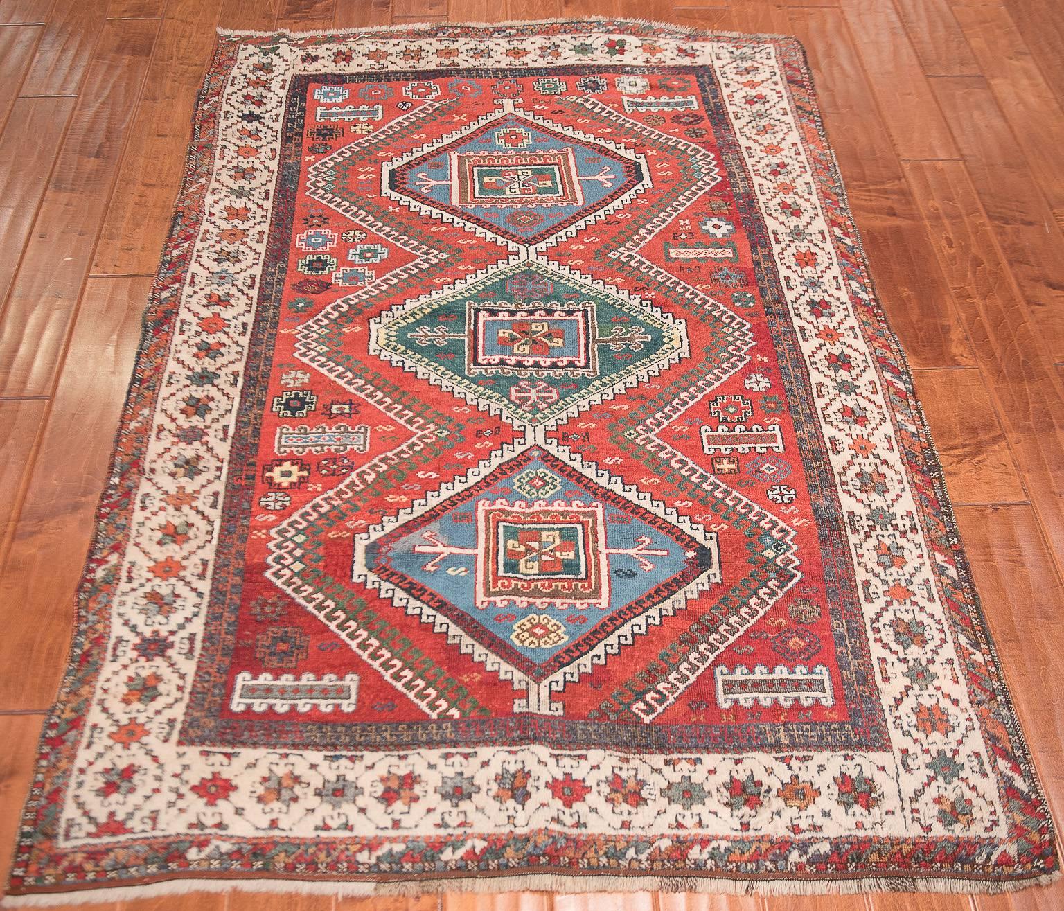 Tribal Red Antique Kurd Carpet In Good Condition For Sale In Dallas, TX