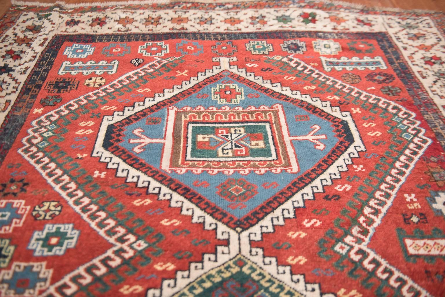 Tribal Red Antique Kurd Carpet For Sale 2