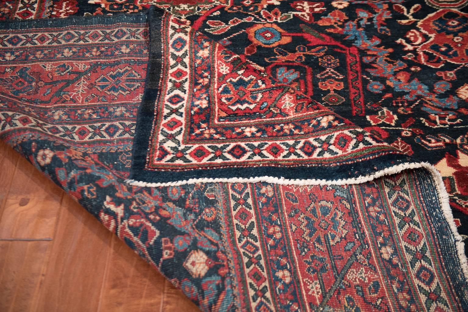Antique Mostafi Designed Navy Mahal Carpet  For Sale 1
