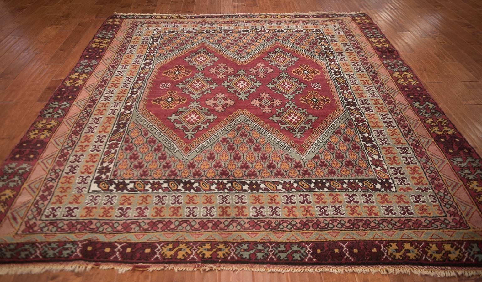 Turkish Vintage Oushak Carpet Trans Moroccan Vibe For Sale