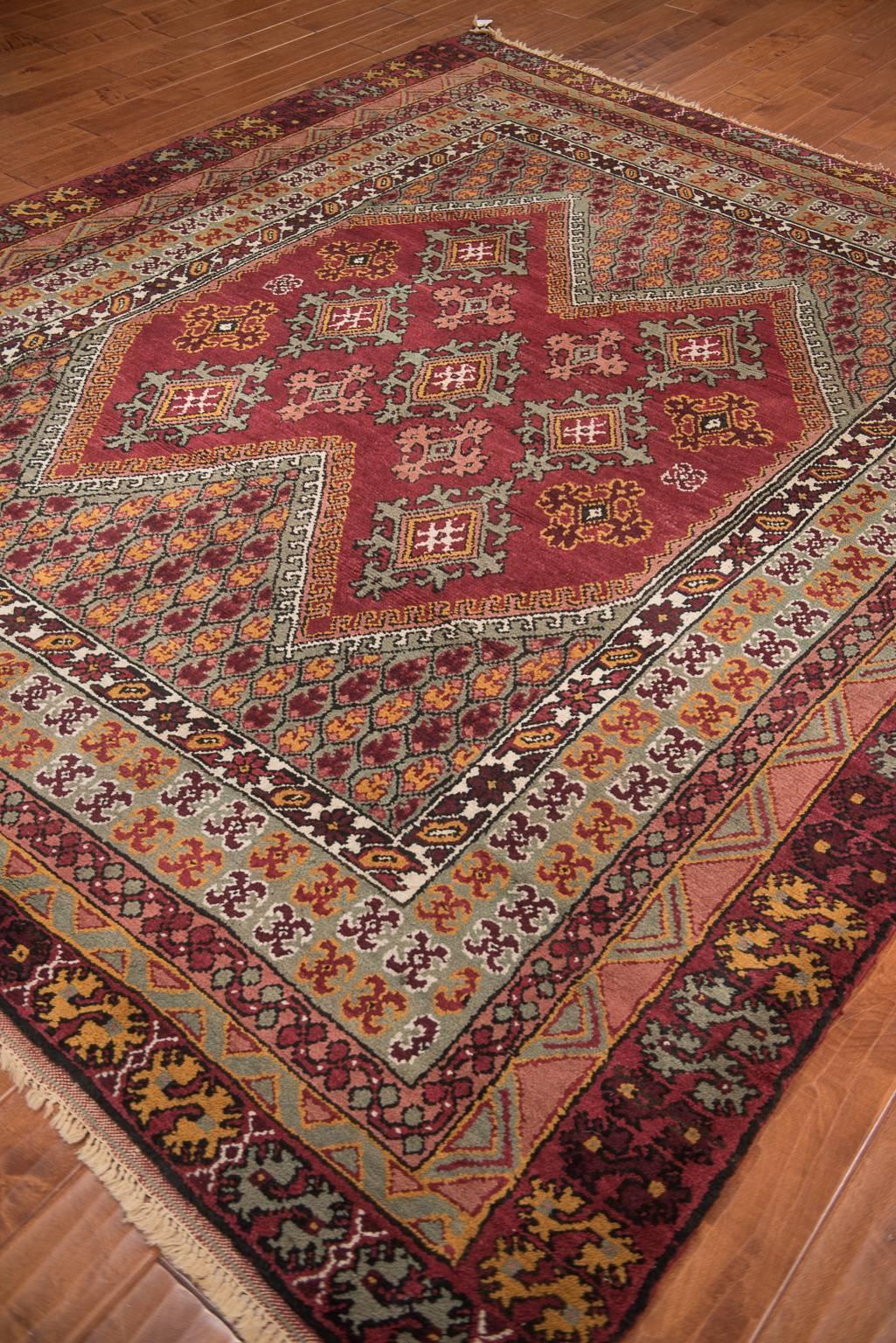Mid-20th Century Vintage Oushak Carpet Trans Moroccan Vibe For Sale