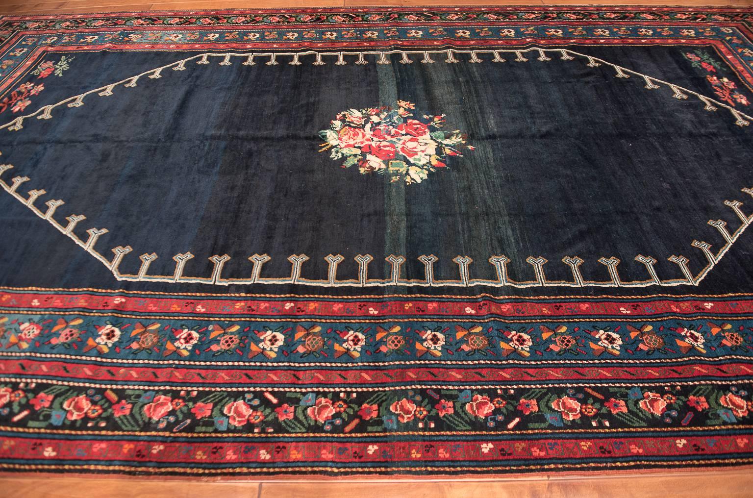 Early 20th Century Regal Blue Antique Caucasian Karabagh Carpet, circa 1900 For Sale
