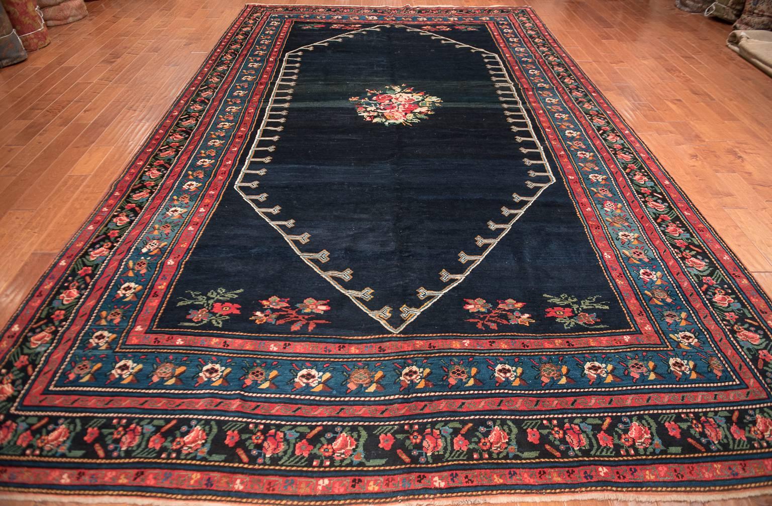 Hand-Woven Regal Blue Antique Caucasian Karabagh Carpet, circa 1900 For Sale