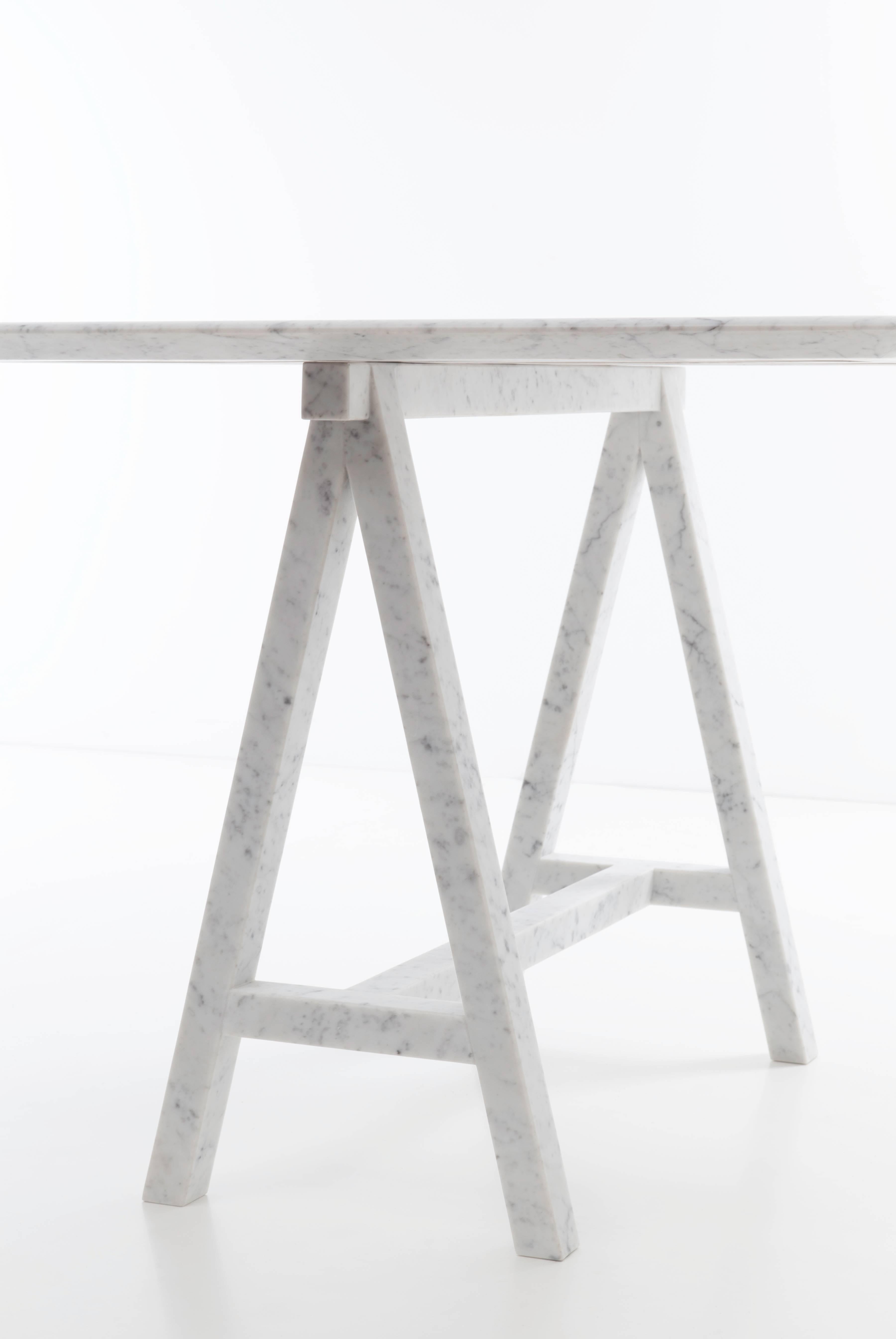 Hand-Crafted 21st Century Perforated Carrara Marble Table by Normal Studio For Sale