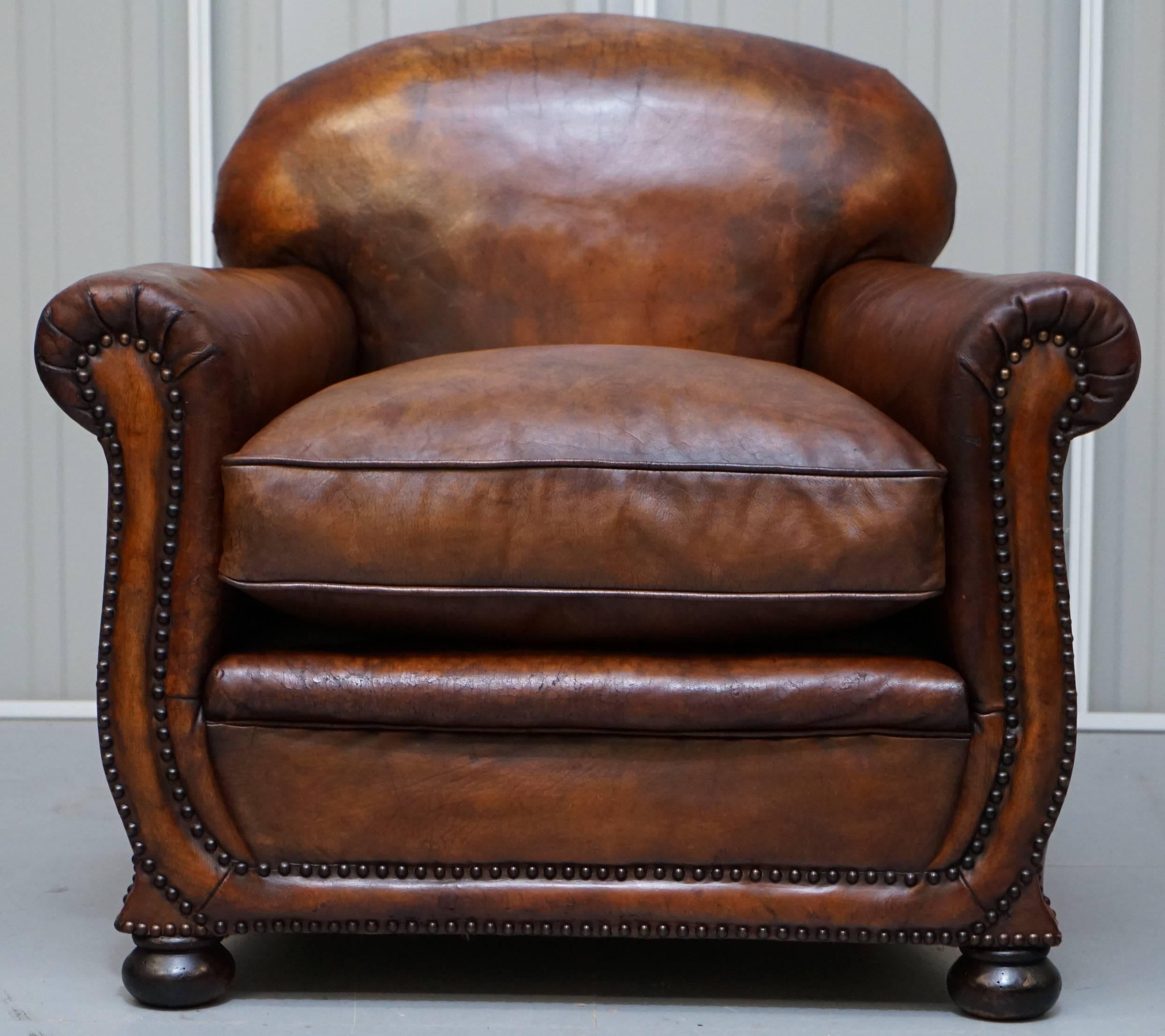 Great Britain (UK) Edwardian Gentleman's Club Three-Piece Suite Pair of Armchairs and Sofa