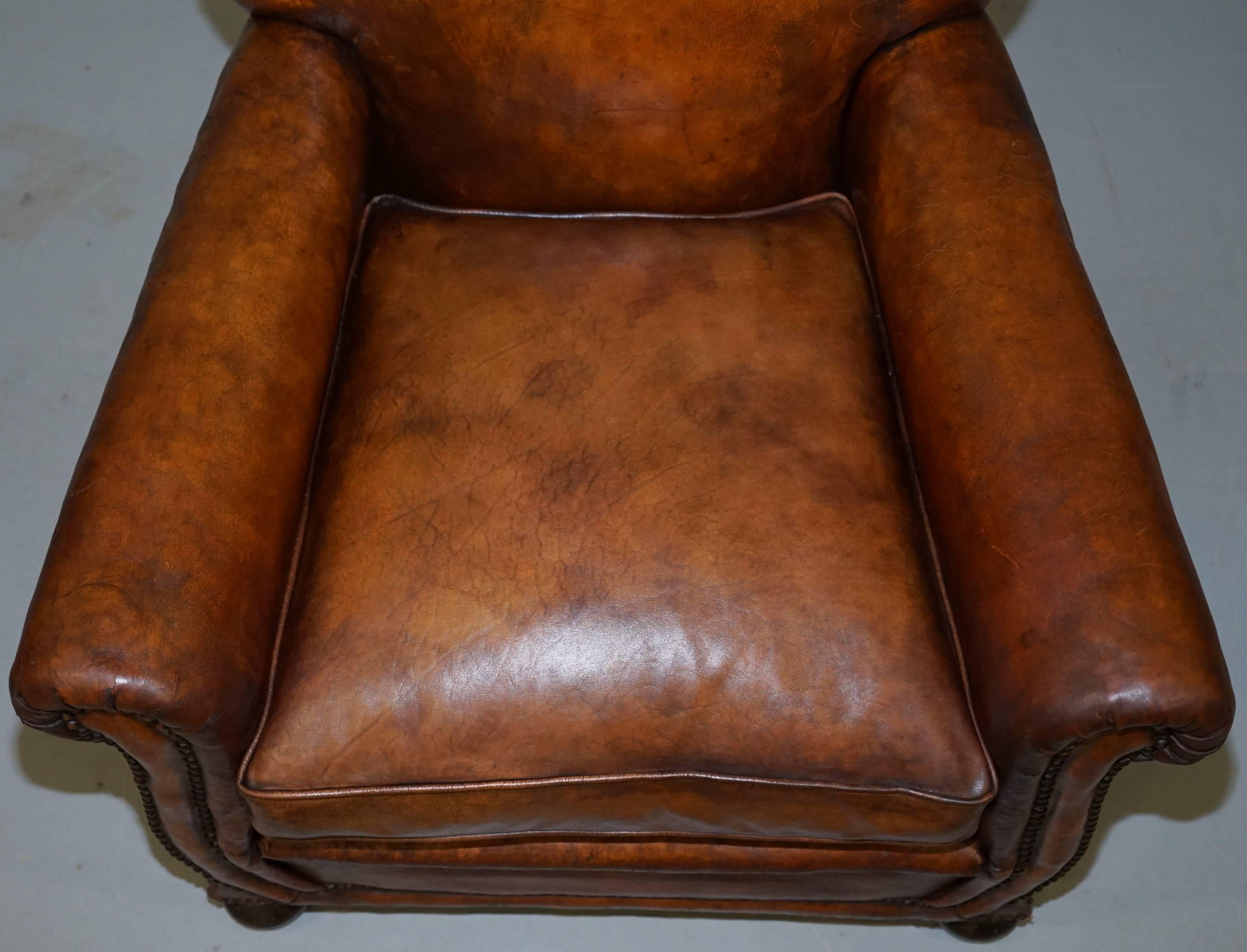Early 20th Century Edwardian Gentleman's Club Three-Piece Suite Pair of Armchairs and Sofa