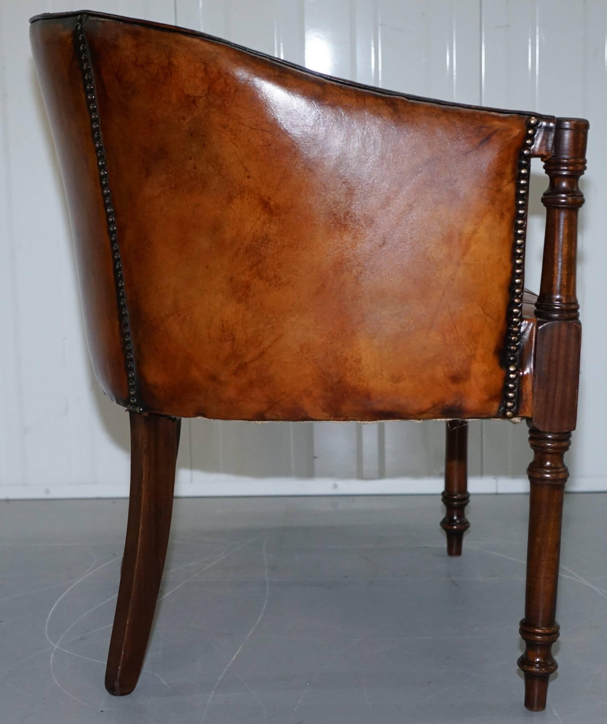 Pair of Regency Style Restored Hand dyed Chesterfield Tub Armchairs, circa 1910 1
