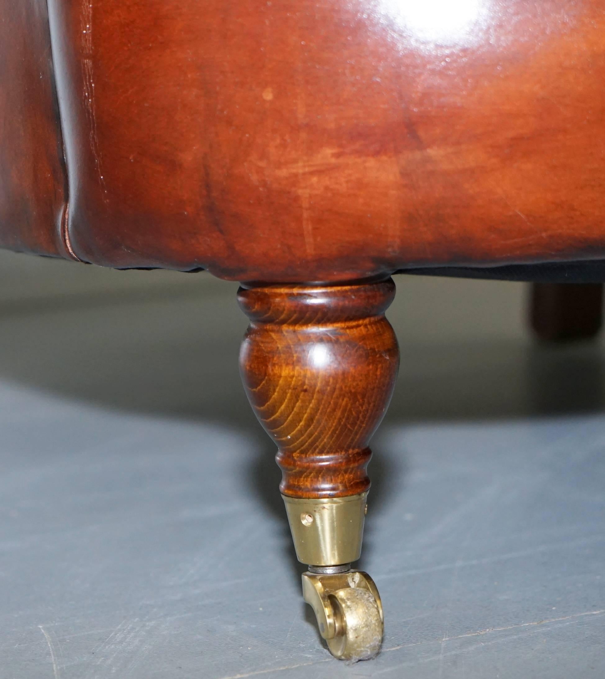 Great Britain (UK) Fully Restored Vintage Whiskey Brown Leather Gentleman's Club Armchair