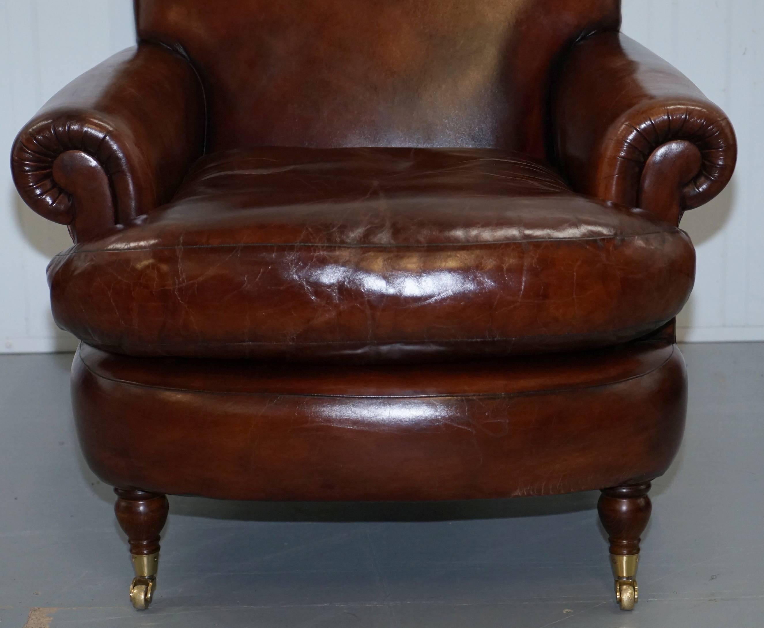Chesterfield Fully Restored Vintage Whiskey Brown Leather Gentleman's Club Armchair