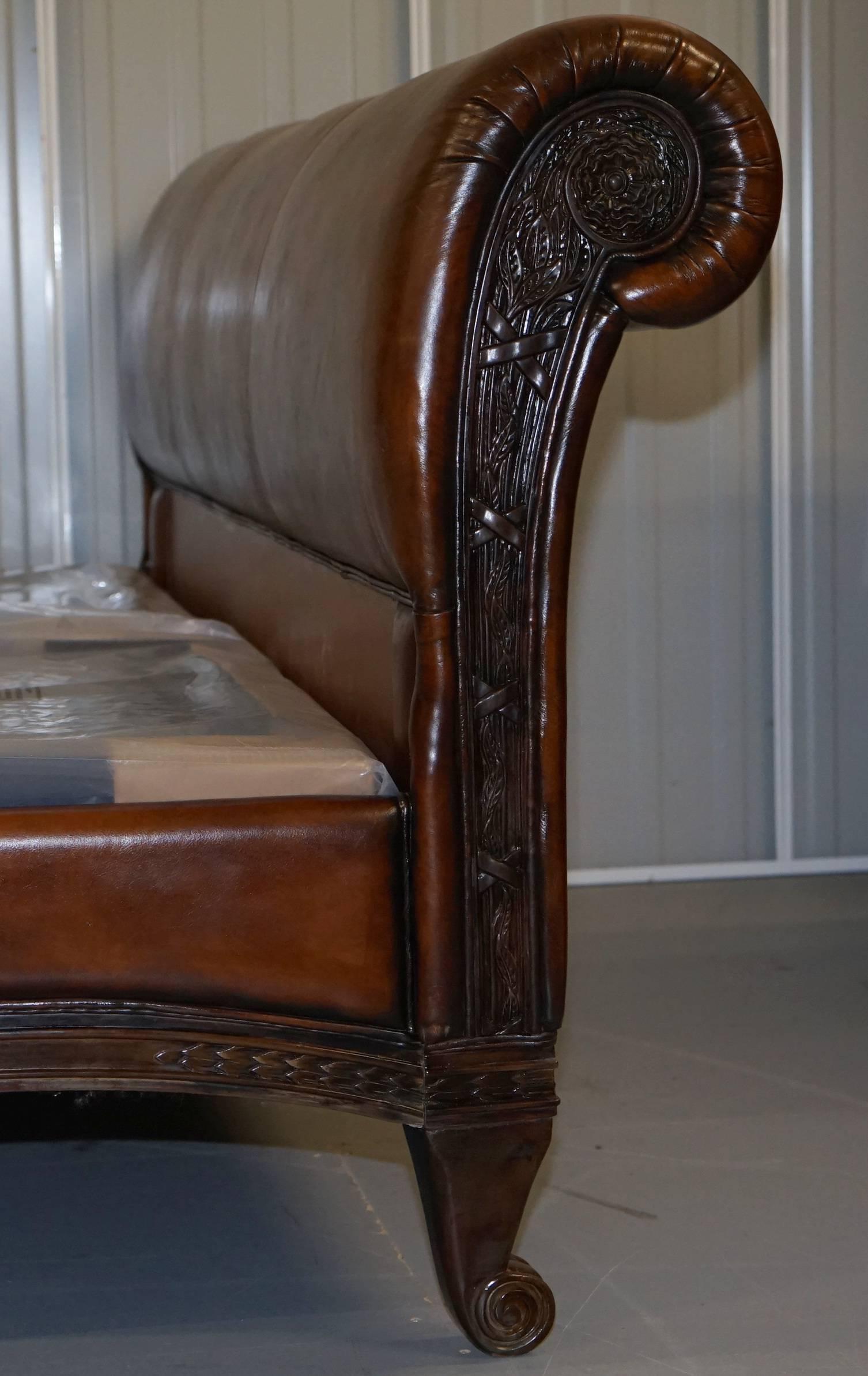 Rococo Custom-Made And So To Bed Bonaparte Super King-Size Bed Hand Dyed Brown Leather