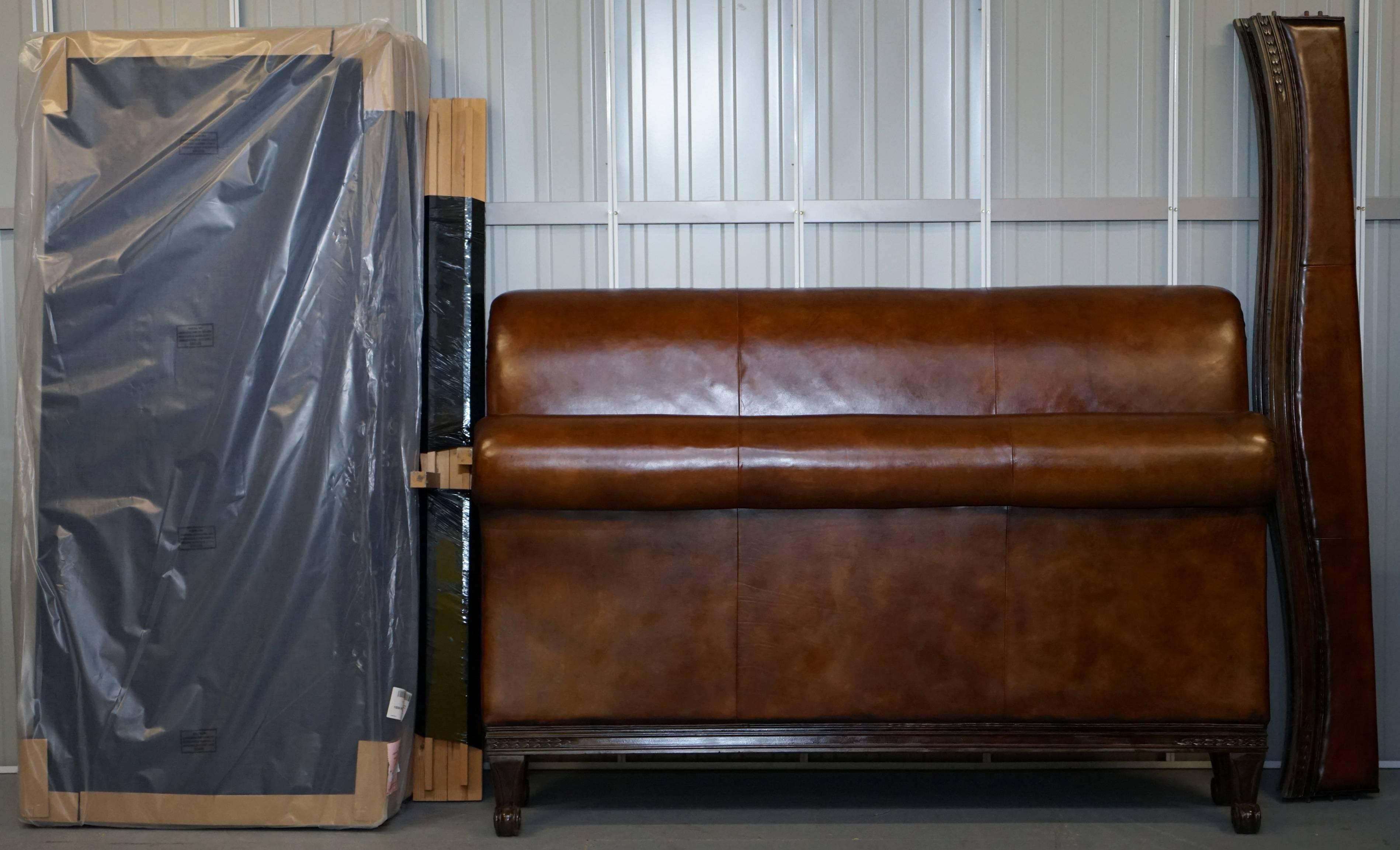 Custom-Made And So To Bed Bonaparte Super King-Size Bed Hand Dyed Brown Leather 1