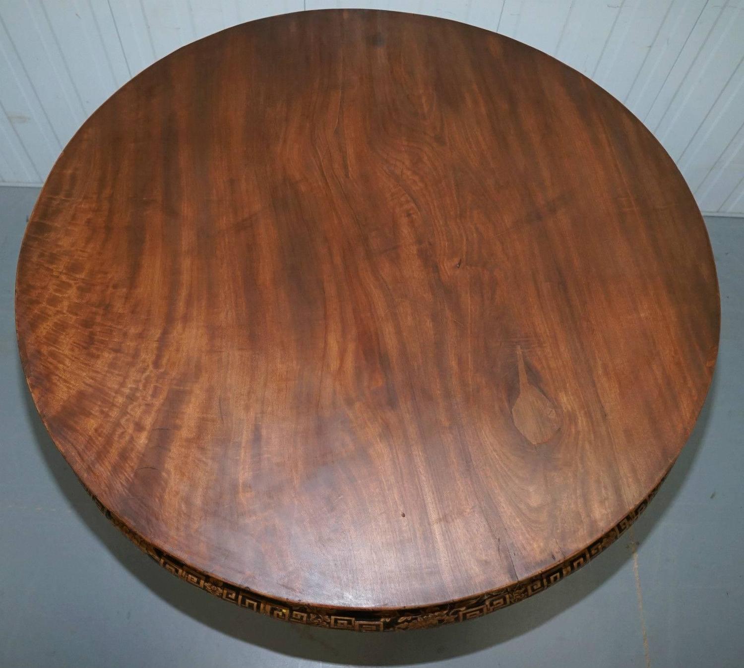 Rare 19th Century Chinese Hand Carved Padouk Dining Center Table Stunning Patina Rare 19th Century Chinese Hand Carved Padouk Dining Center Table Stunning Patina