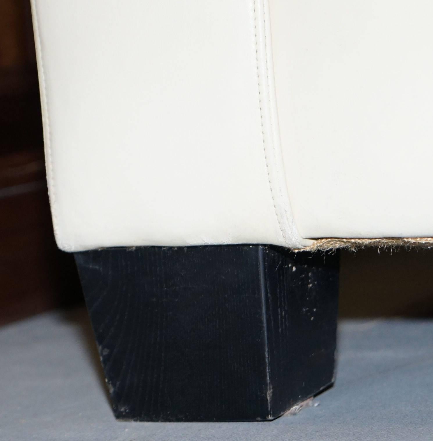 Ralph Lauren Graham Cremefarbenes Leder-Sofa mit vollständig restaurierten Federn im Angebot 2