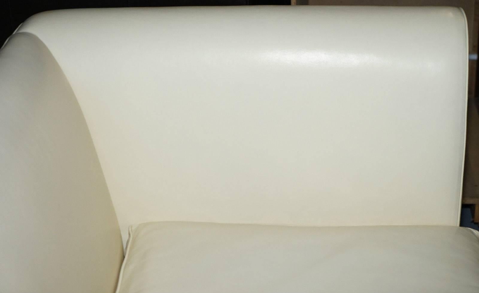 Vollständig restaurierte Ralph Lauren Brompton Dreisitzer-Sofa, cremefarbenes Leder, Couch (21. Jahrhundert und zeitgenössisch) im Angebot