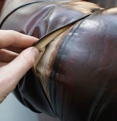 Restored 1940s Chesterfield Hand Dyed Aged Leather Gentleman's Club Sofa