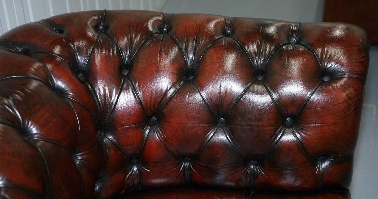 Great Britain (UK) Restored 1940s Chesterfield Hand Dyed Aged Leather Gentleman's Club Sofa