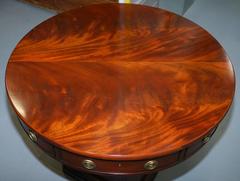 Ralph Lauren Regency Flamed Mahogany Drum Round Pedestal Library Table