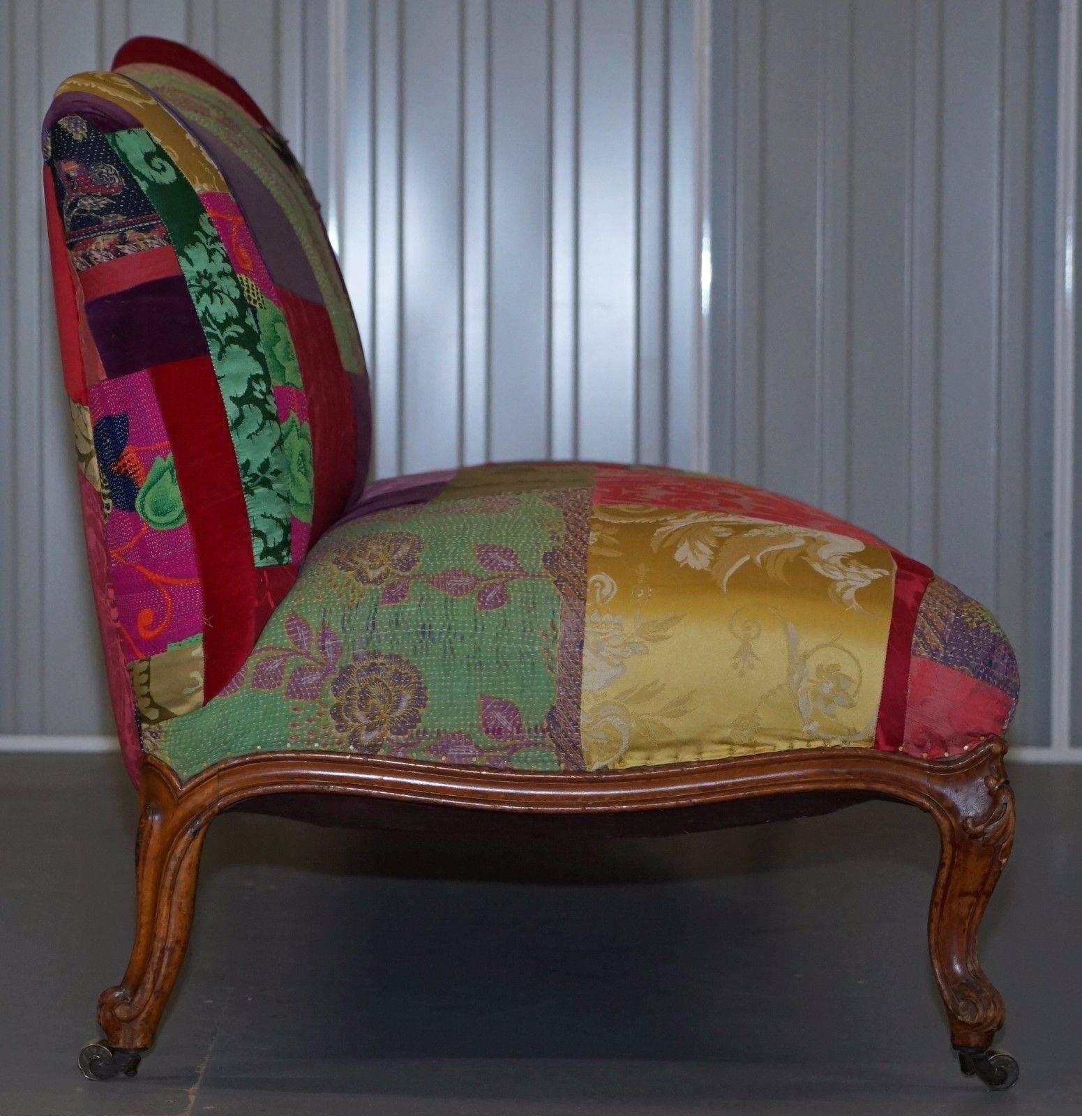 Great Britain (UK) Rare Lisa Whatmough for Liberty London Victorian 1860 Satinwood Patchwork Sofa