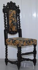Set of Six Hand-Carved Lion Detailed Gothic Jacobean circa 1700 Dining Chairs