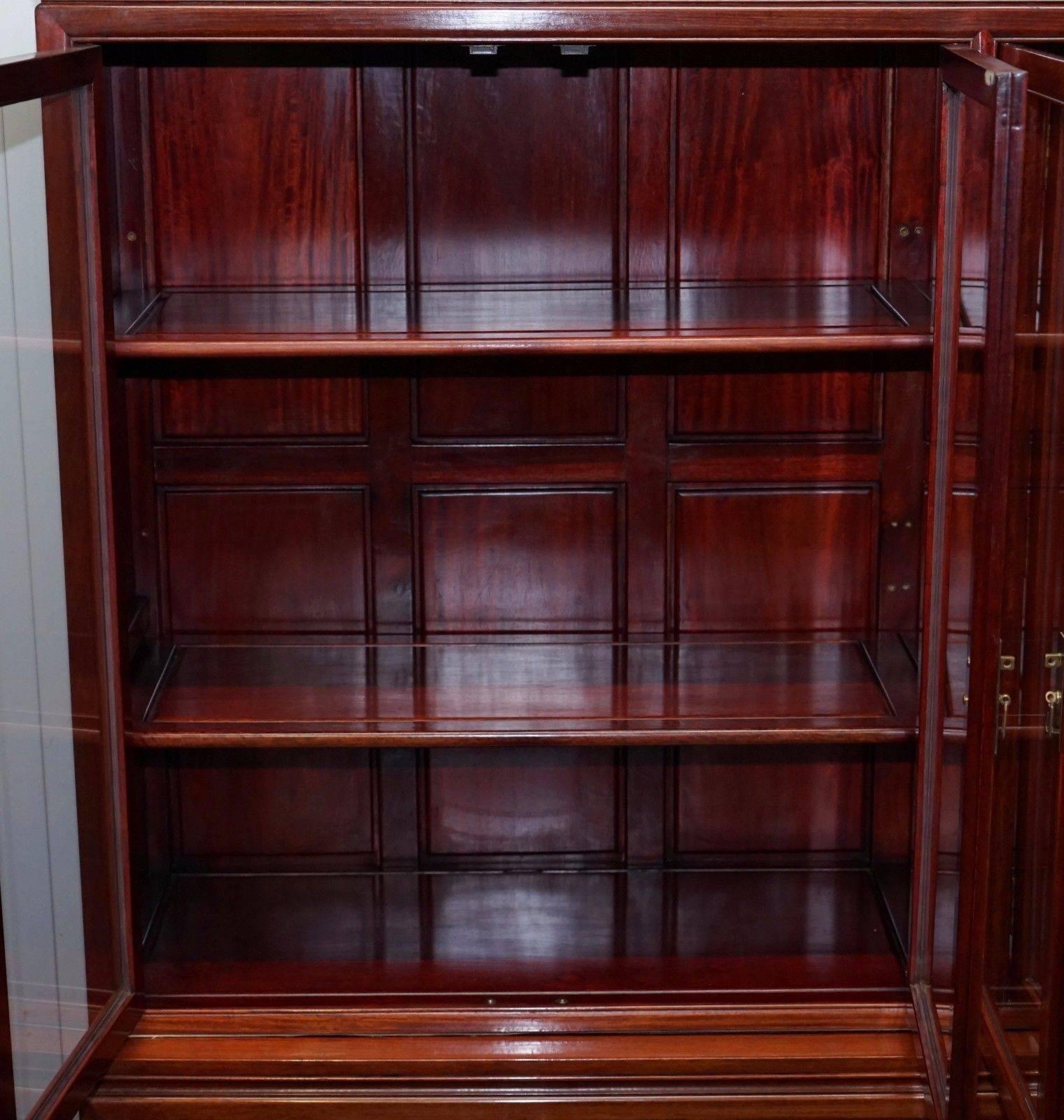 Hand-Carved Rare Chinese Dragon Carved Solid Rosewood Vintage Welsh Dresser Bookcase Cabinet