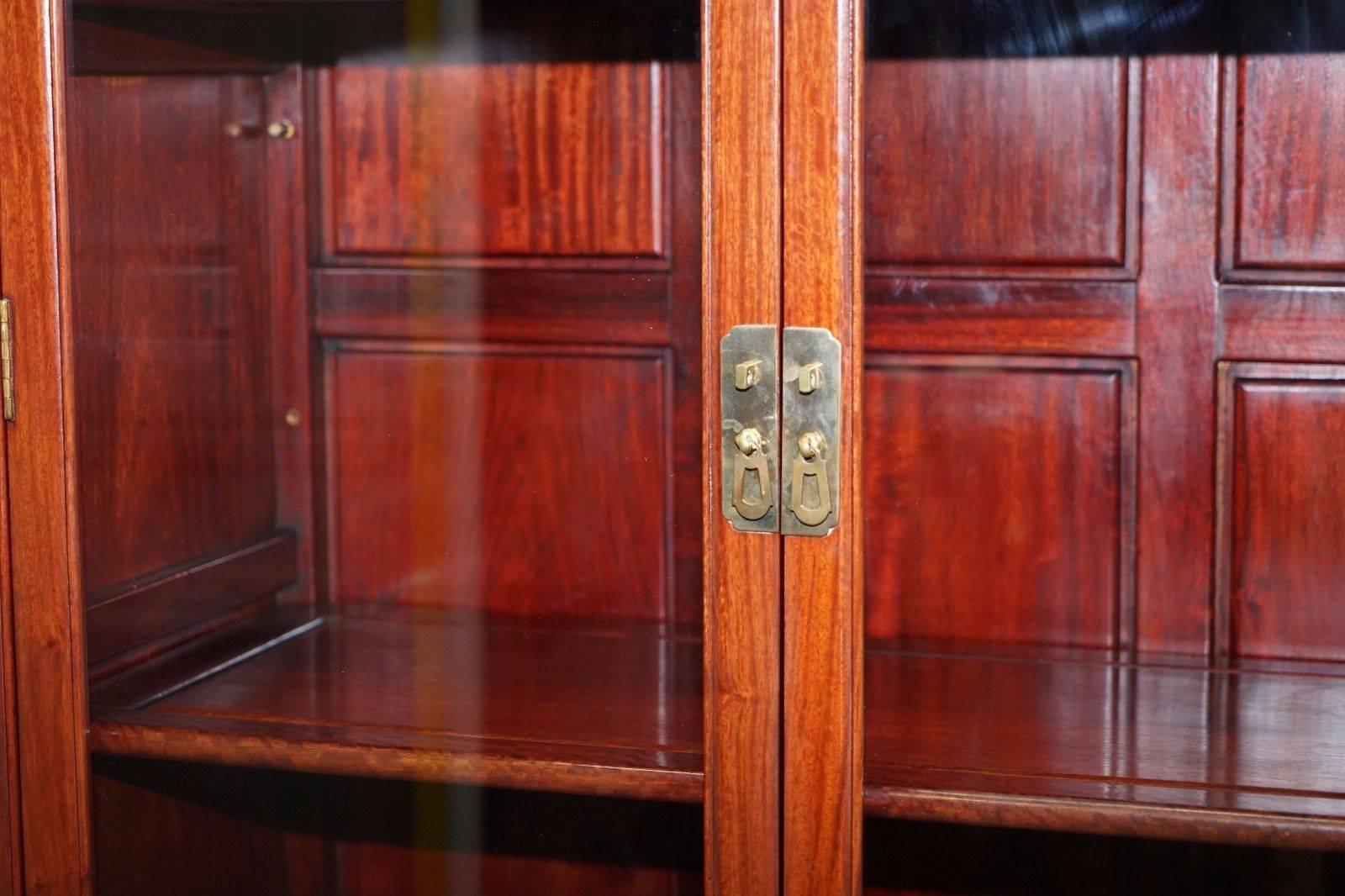 Rare Chinese Dragon Carved Solid Rosewood Vintage Welsh Dresser Bookcase Cabinet 1