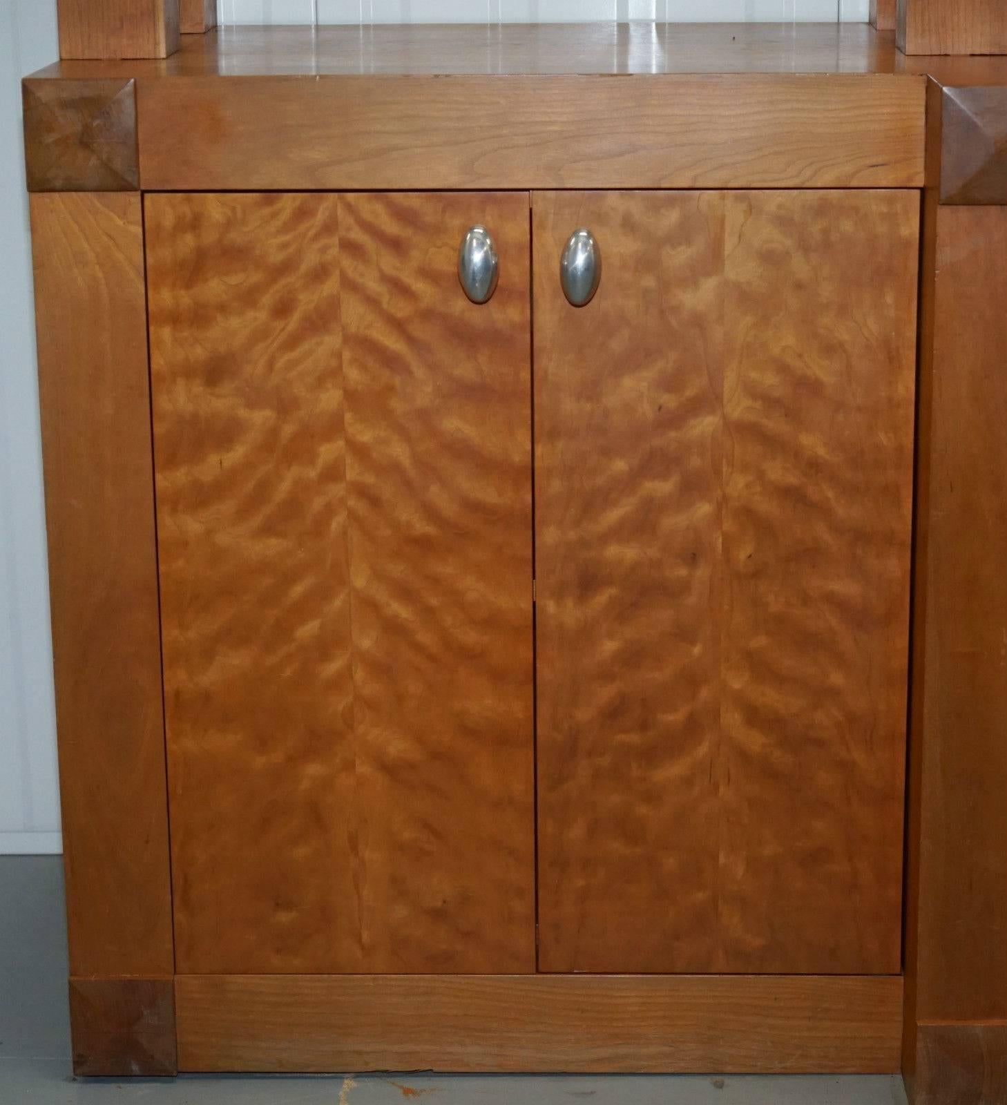 We are delighted to offer for sale this stunning custom handmade in England one of a kind solid Cherry wood bookcase cabinet with 20mm thick tempered glass shelves

This piece is a fine example of quality English craftsmanship, it was custom-made