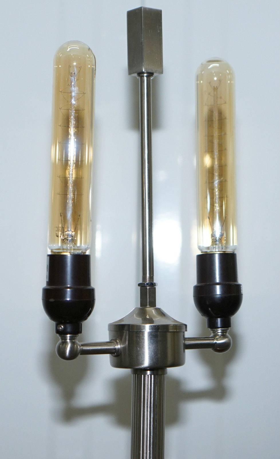 Modern Pair of Stunning Ralph Lauren Rosewood and Chrome Table Lamps Rare Find