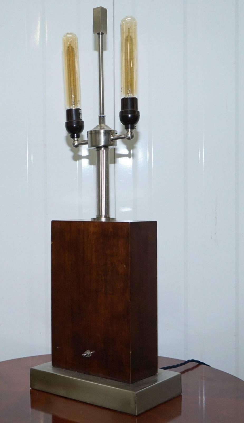 Pair of Stunning Ralph Lauren Rosewood and Chrome Table Lamps Rare Find 1