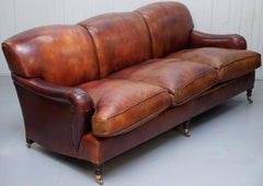 George Smith Signature Howard & Son's Style Sofa Hand-Dyed Brown Leather