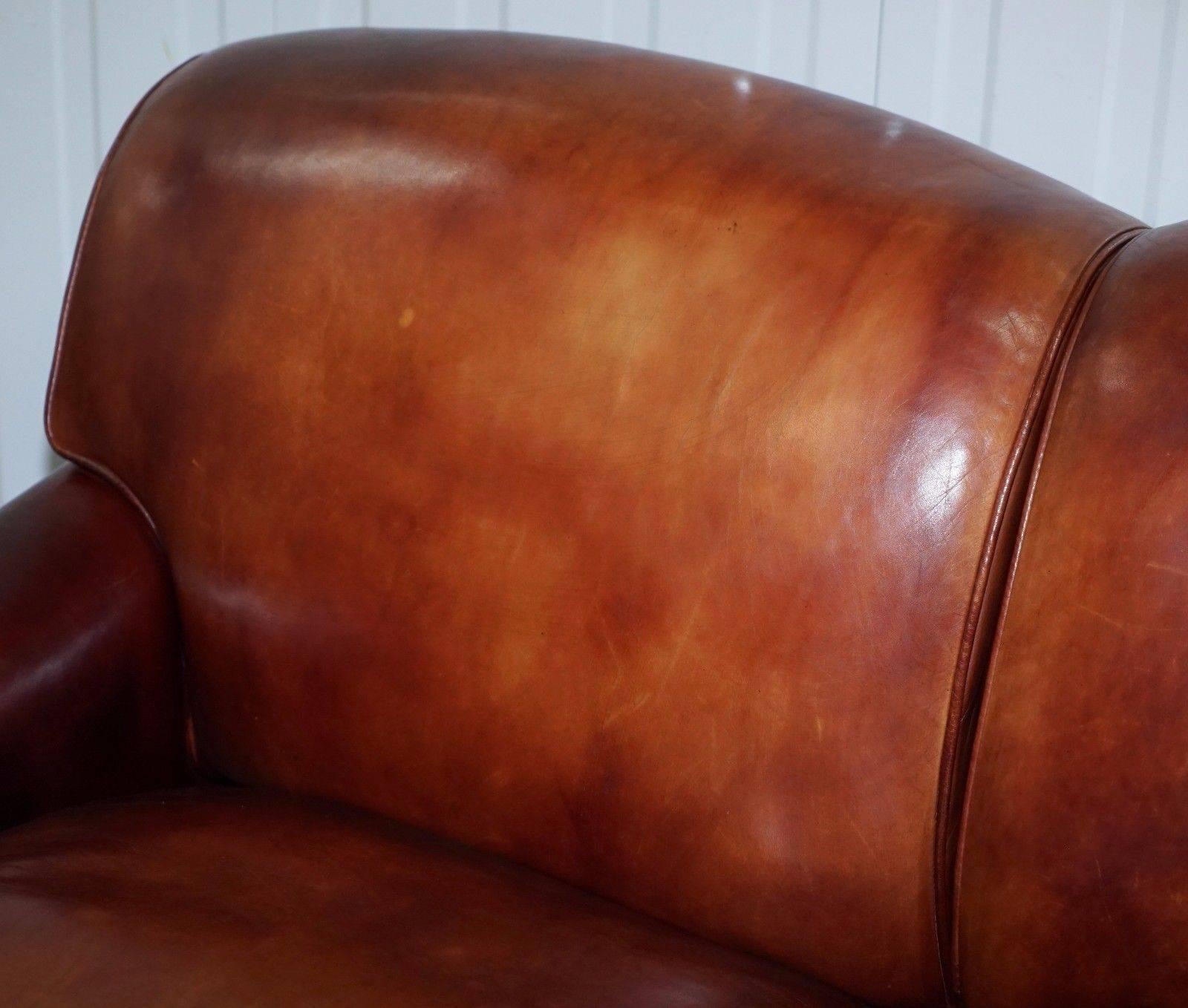 Contemporary George Smith Signature Howard & Son's Style Sofa Hand-Dyed Brown Leather