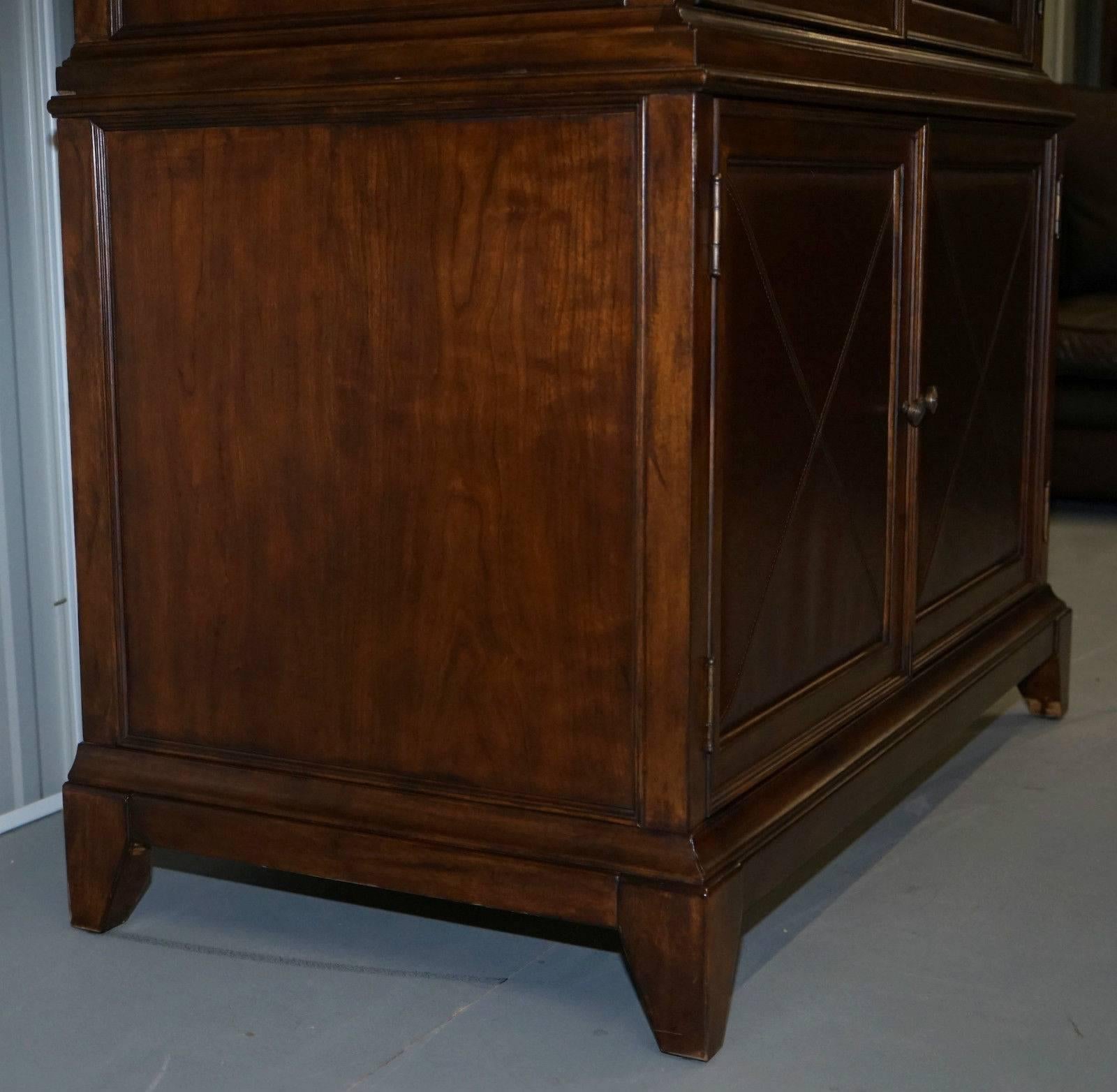 Contemporary Rare Bernhardt Leather and Mahogany Entertainment Cabinet with Drawers