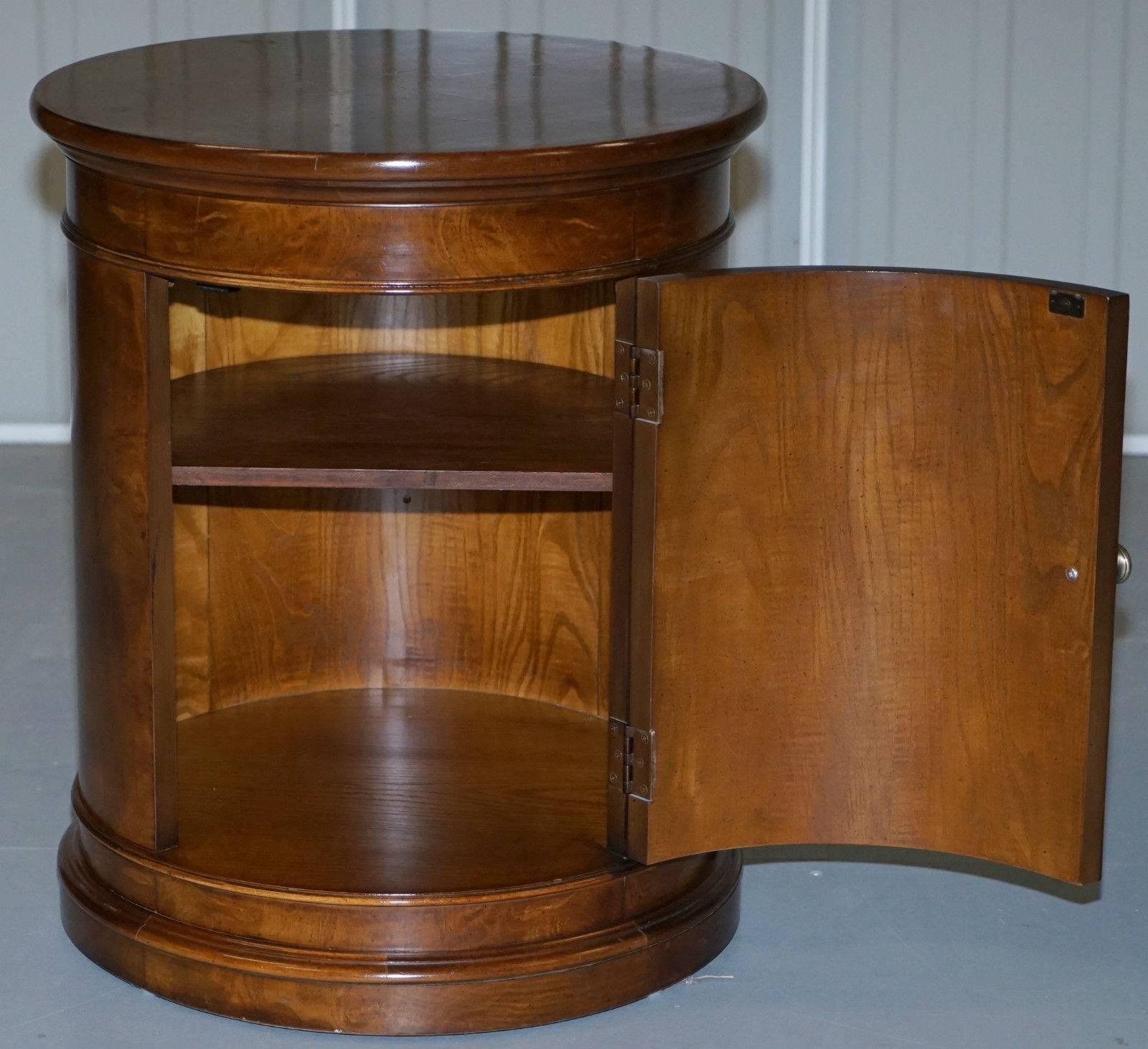 Stunning French Burr Walnut Side End Round Drum Table Mind Blowing Timber Patina 1
