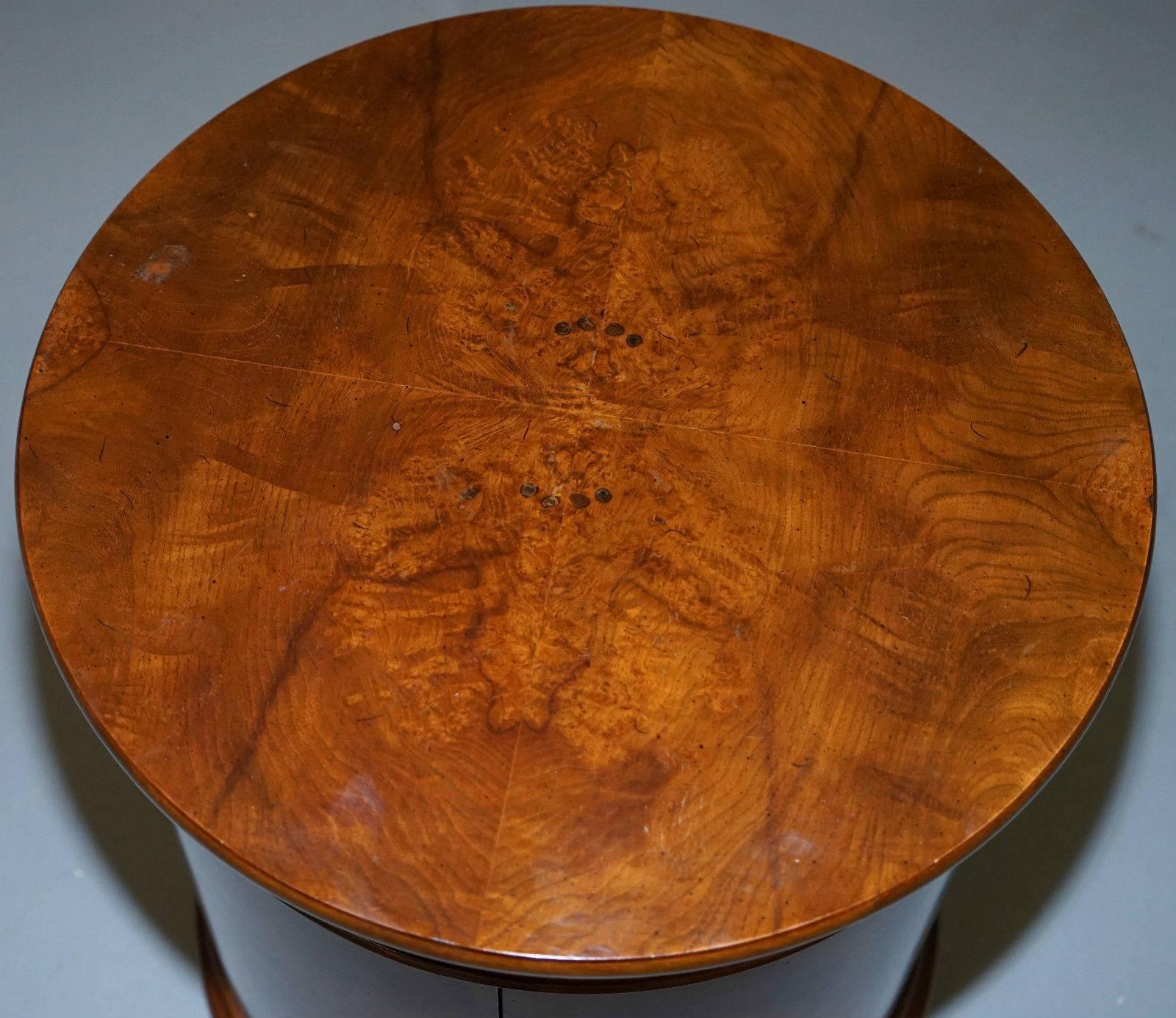 Stunning French Burr Walnut Side End Round Drum Table Mind Blowing Timber Patina 3
