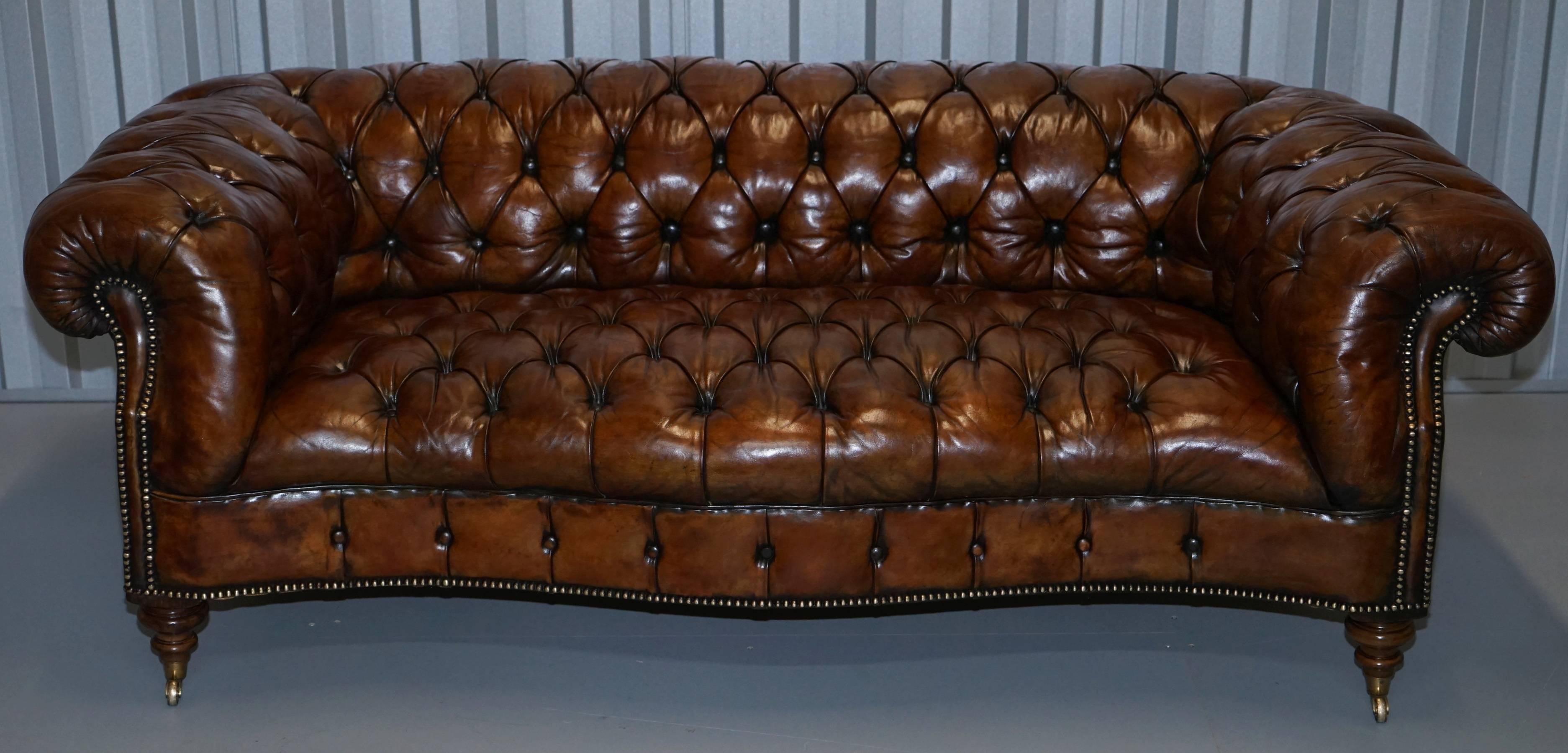 19th Century Pair of Fully Restored Howard & Son's Style Victorian Chesterfield Leather Sofas