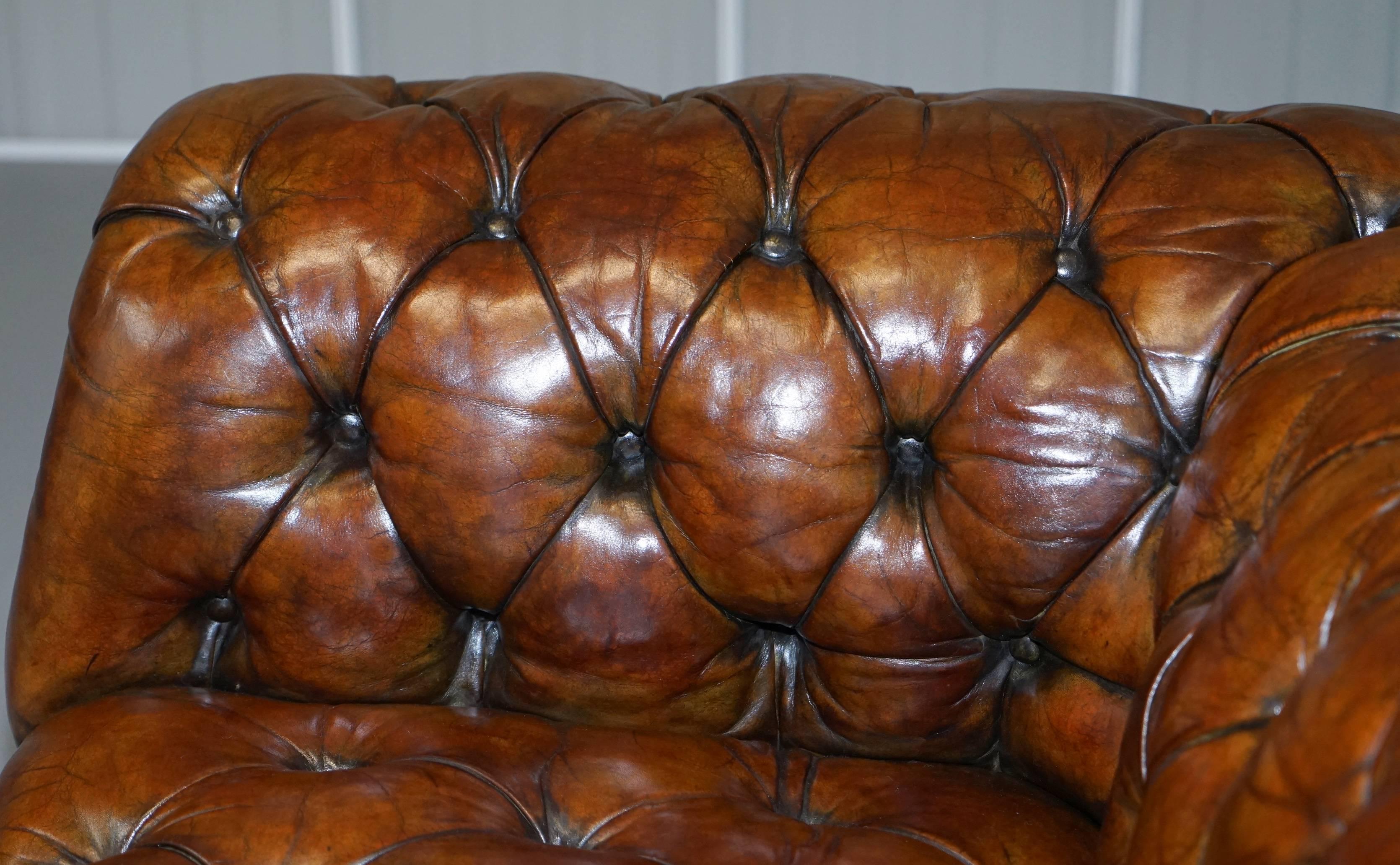 Pair of Fully Restored Howard & Son's Style Victorian Chesterfield Leather Sofas 6